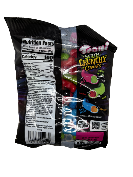 Trolli Sour Crunchers, back of package