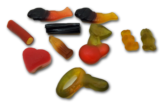 Licorice Gummi Mix Serves Props