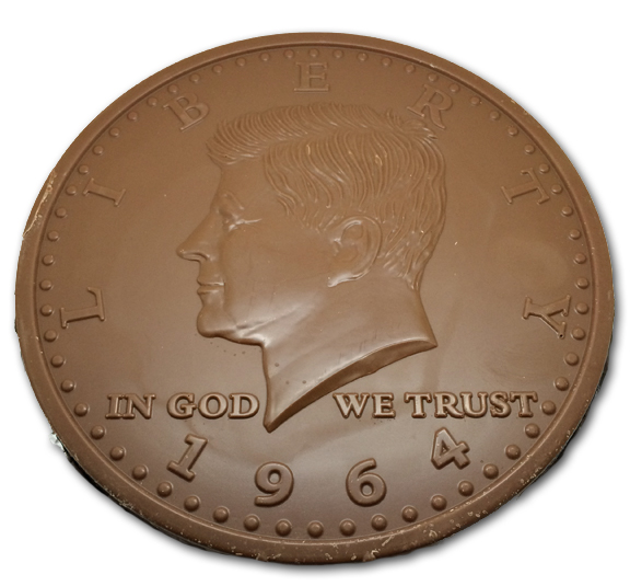 Belgian milk chocolate Mega-Coin. Who wants one?