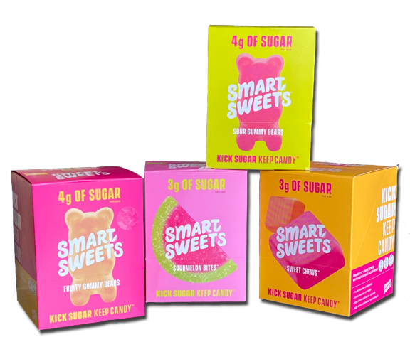 Packages of Smart Sweets candy